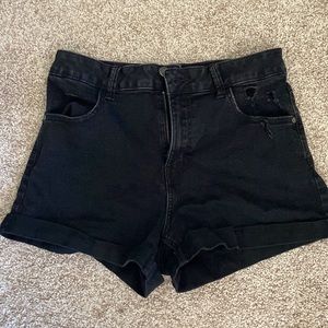 Black jean shorts